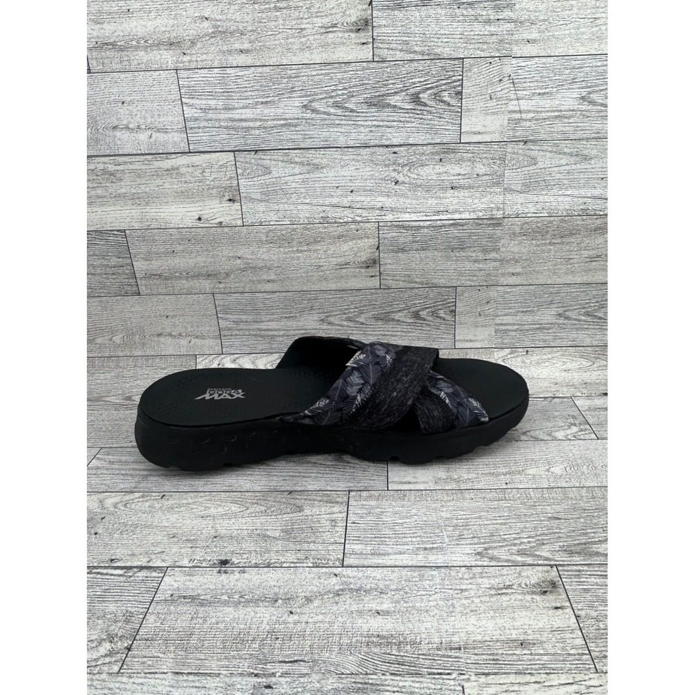 Skechers On-The-Go MAX Black Criss Cross Slides Comfort Sandals Women's Size 9 - Picture 8 of 11